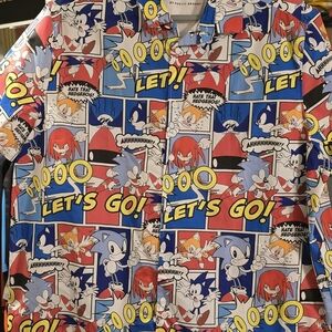 Sonic The Hedgehog 2xl Comic Shirt Button Down Short Sleeve